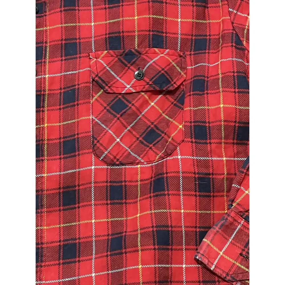 Vtg Sports Afield Men XL Quilted Red Flannel Shirt Jacket Distressed Thrashed